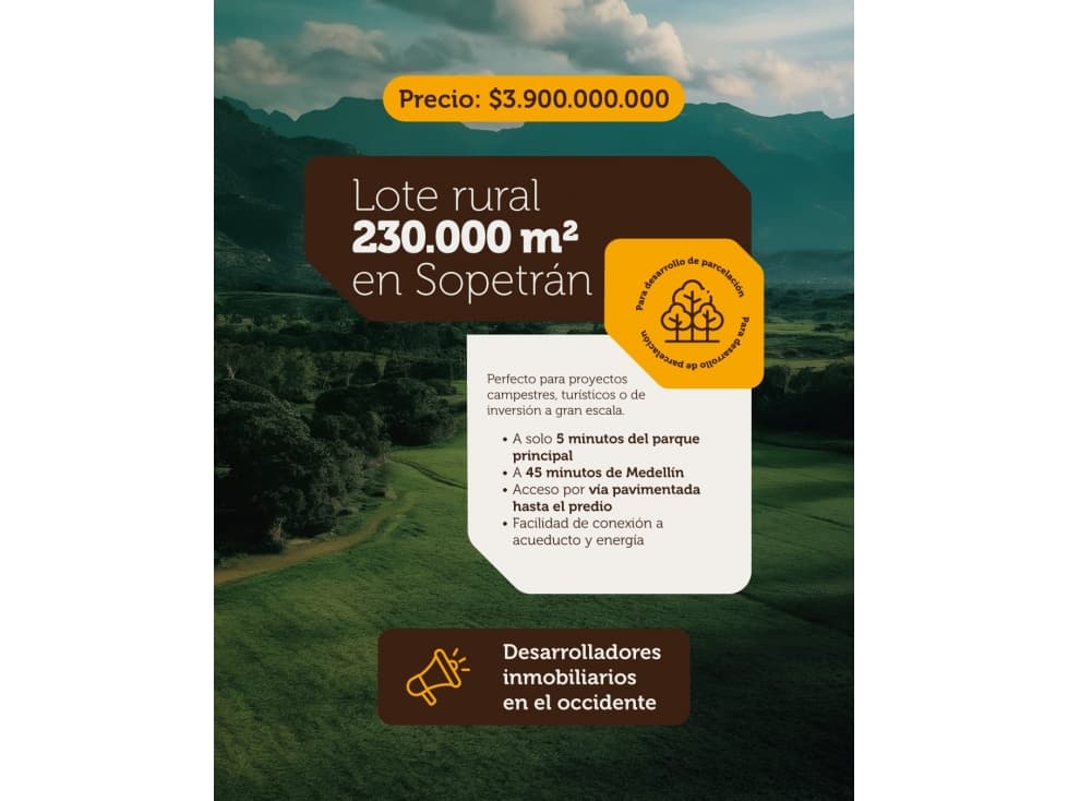 Venta De Lote Rural En Sopetran — foto 1