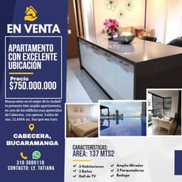 VENDO APARTAMENTO EN CABECERA, BUCARAMANGA