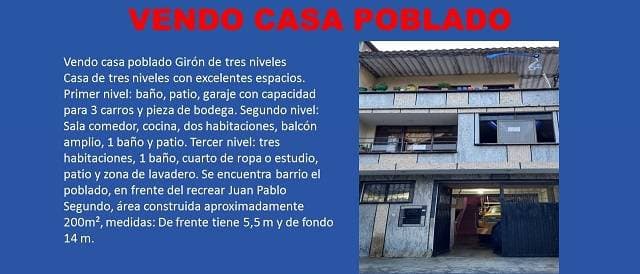 Vendo casa poblado Girón de tres niveles — foto 2