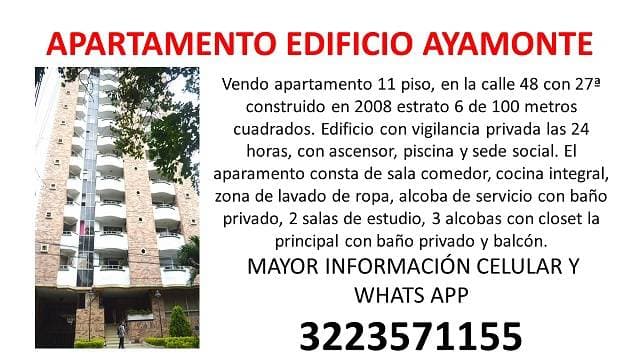 Apartamento edificio Ayamonte calle 48 con 27ª Bucaramanga — foto 1