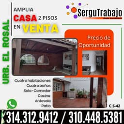 Se vende hermosa casa de dos pisos en la Urbanización El Rosal