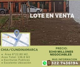 Se vende Lote en Chía/Cundinamarca.