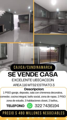 Se Vende Hermosa Casa en Cajica/Cundinamarca